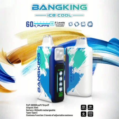 Bang King 60000 拋棄式電子煙｜LED 電量螢幕 × 五檔冰感控制｜大容量續航・多款口味